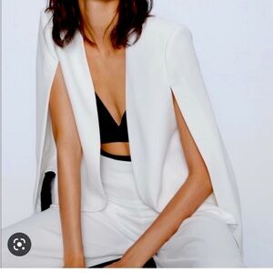 Zara Women Chic White Cape Blazer